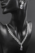 Load image into Gallery viewer, Platinum-Plated Cubic Zirconia Necklace and Drop Earrings Set
