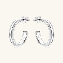 Load image into Gallery viewer, 925 Sterling Silver Inlaid Moissanite C-Hoop Earrings
