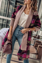 Load image into Gallery viewer, Plaid Open Front Long Sleeve Cardigan
