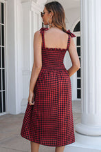 Load image into Gallery viewer, Plaid Frill Trim Tie Shoulder Dress
