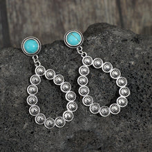 Load image into Gallery viewer, Artificial Turquoise Teardrop Earrings
