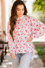 Load image into Gallery viewer, Floral Band Collar High-Low Blouse
