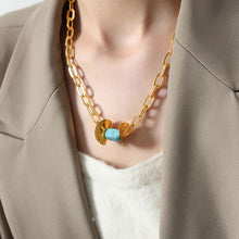 Load image into Gallery viewer, Natural Stone Pendant Titanium Steel Necklace
