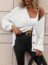 Load image into Gallery viewer, Button Down Horizontal-Ribbing Longline Cardigan
