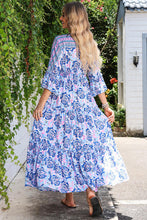 Load image into Gallery viewer, Deep V Three-Quarter Sleeve Maxi Dress

