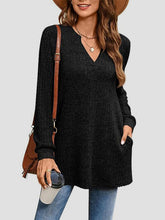 Load image into Gallery viewer, Slit Notched Pocketed Long Sleeve T-Shirt
