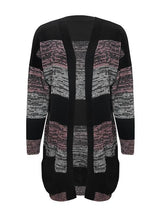 Load image into Gallery viewer, Striped Open Front Long Sleeve Cardigan with Pockets
