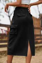 Load image into Gallery viewer, Drawstring Waist Slit Denim Skirt
