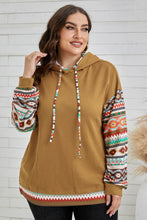 Load image into Gallery viewer, Plus Size Printed Side Slit Waffle-Knit Hoodie
