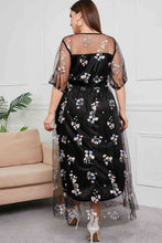 Load image into Gallery viewer, Plus Size Layered Mesh Round Neck Maxi Dress
