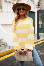 Load image into Gallery viewer, Striped Balloon Sleeve Knit Pullover
