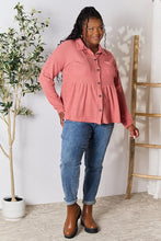 Load image into Gallery viewer, Heimish Full Size Waffle-Knit Button Down Blouse
