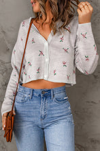 Load image into Gallery viewer, Floral Button Down Cropped Cardigan
