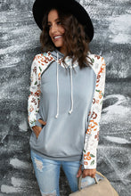 Load image into Gallery viewer, Printed Drawstring Detail Raglan Sleeve Hoodie

