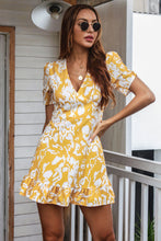 Load image into Gallery viewer, Printed Deep V Gathered Short Sleeve Mini Dress
