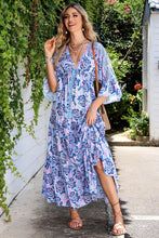 Load image into Gallery viewer, Deep V Three-Quarter Sleeve Maxi Dress
