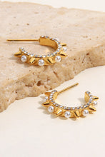 Load image into Gallery viewer, Inlaid Rhinestone Faux Pearl Earrings
