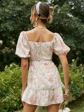 Load image into Gallery viewer, Printed Puff Sleeve Cutout Mini Dress
