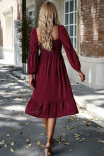 Load image into Gallery viewer, Square Neck Balloon Sleeve Midi Dress

