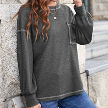 Load image into Gallery viewer, Contrast Stitch Lantern Sleeve Tee with Breast Pocket
