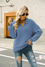 Load image into Gallery viewer, Horizontal Ribbing Johnny Collar Sweater
