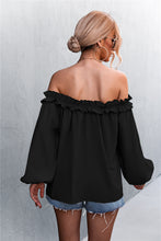 Load image into Gallery viewer, Frill Trim Off-Shoulder Balloon Sleeve Top
