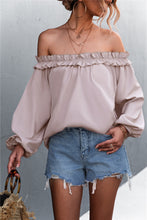 Load image into Gallery viewer, Frill Trim Off-Shoulder Balloon Sleeve Top
