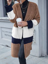 Load image into Gallery viewer, Tricolor Open Front Fuzzy Longline Cardigan
