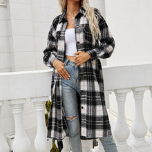 Load image into Gallery viewer, Plaid Belted Button Down Longline Shirt Jacket
