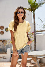 Load image into Gallery viewer, Eyelet Flutter Sleeve Short Sleeve Top

