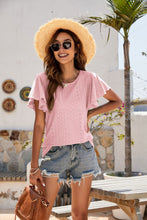 Load image into Gallery viewer, Eyelet Flutter Sleeve Short Sleeve Top
