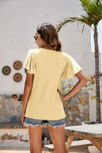 Load image into Gallery viewer, Eyelet Flutter Sleeve Short Sleeve Top
