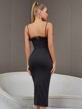 Load image into Gallery viewer, Rhinestone Lace Trim Spaghetti Strap Bodycon Dress
