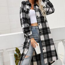 Load image into Gallery viewer, Plaid Belted Button Down Longline Shirt Jacket
