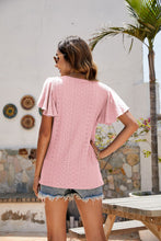 Load image into Gallery viewer, Eyelet Flutter Sleeve Short Sleeve Top

