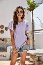 Load image into Gallery viewer, Eyelet Flutter Sleeve Short Sleeve Top
