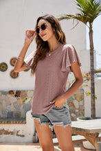 Load image into Gallery viewer, Eyelet Flutter Sleeve Short Sleeve Top
