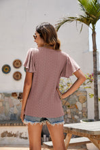 Load image into Gallery viewer, Eyelet Flutter Sleeve Short Sleeve Top
