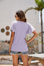 Load image into Gallery viewer, Eyelet Flutter Sleeve Short Sleeve Top
