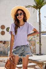 Load image into Gallery viewer, Eyelet Flutter Sleeve Short Sleeve Top
