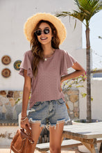 Load image into Gallery viewer, Eyelet Flutter Sleeve Short Sleeve Top
