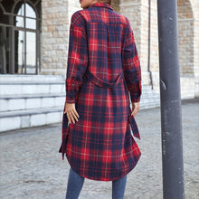 Load image into Gallery viewer, Plaid Belted Button Down Longline Shirt Jacket
