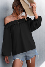 Load image into Gallery viewer, Frill Trim Off-Shoulder Balloon Sleeve Top
