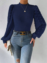 Load image into Gallery viewer, Swiss Dot Waffle-Knit Lantern Sleeve T-Shirt

