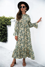 Load image into Gallery viewer, Printed Puff Sleeve Ruffle Maxi Dress
