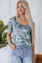 Load image into Gallery viewer, Camouflage Two-Tone V-Neck Tee
