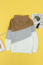Load image into Gallery viewer, Full Size Range Color Block Cowl Neck Hoodie
