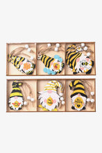 Load image into Gallery viewer, 3-Pack Bee Wood Gnome Ornaments
