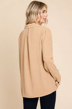 Load image into Gallery viewer, Culture Code Full Size Lapel Collar Ruched Long Sleeve Blouse
