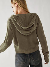 Load image into Gallery viewer, Waffle-Knit Dropped Shoulder Hooded Jacket
